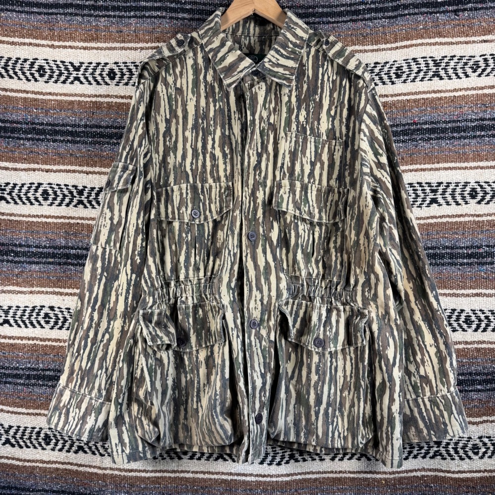 Bass Pro Shops Outdoors Realtree Camo Field Jacket Mens XL Utility Hunting Coat
